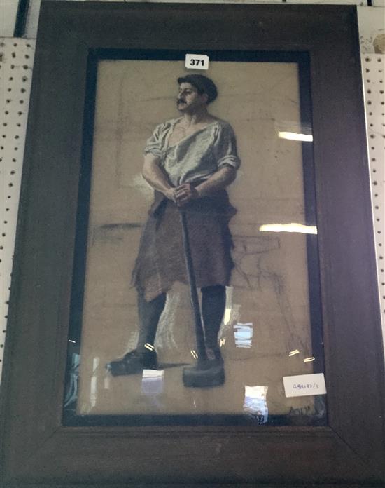 Pastel, study of a foundry worker